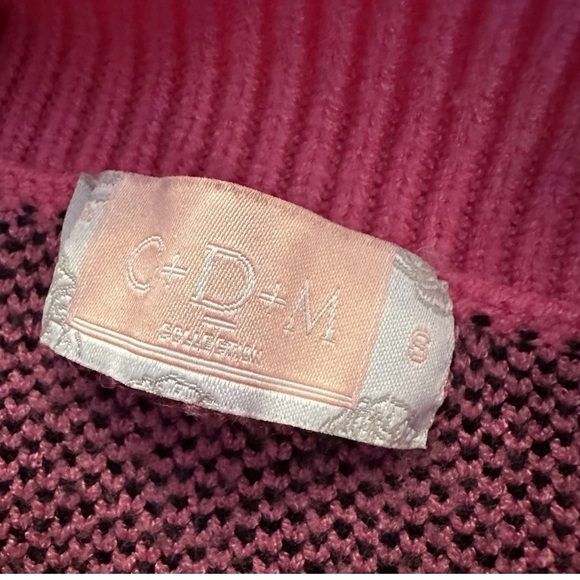 C+D+M Pink/Black Heart Sweater Size Small EUC - Picture 3 of 4